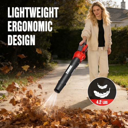 EWORK 700 CFM Cordless Electric Leaf Blower with Battery and Fast Charger