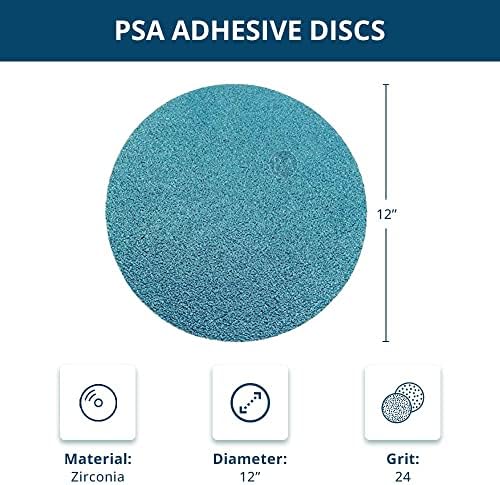 Benchmark Abrasives PSA No Hole 12 Inch Sanding Discs Adhesive Back with Zirconia Grains Automotive DA Orbital Sander Sandpaper - 12 Inch Sanding Disc - Surface Blending (5 Pack), 24 Grit