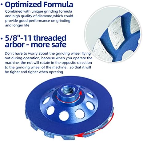 SALI 4.5 Inch Concrete Grinding Wheels 14 Turbo Diamond Segments 5/8-11 Arbor Diamond Grinding Wheel Fit for Paint, Epoxy, Mastic, Coating Removal