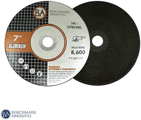 Benchmark Abrasives 7" Type 1 Aluminum Cutting Wheel 0.045" Thick 7/8" Arbor, Metal Cutting Grinding Wheel, Angle Grinding Cutting Wheel Max. RPM 8600-25 Pack