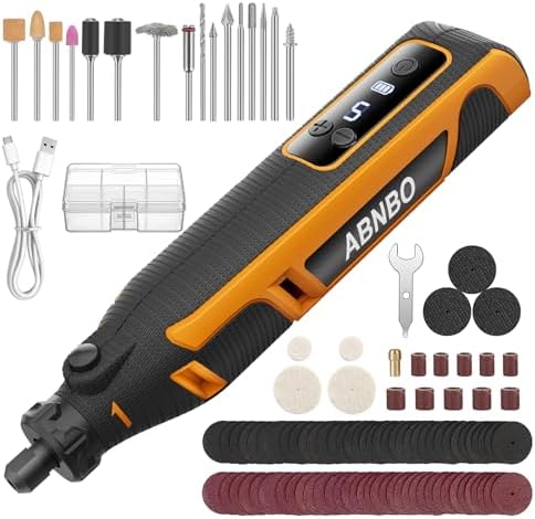 Mini Cordless Rotary Tool,5-Speed 30000RPM,Power Rotary Tool Kit 4V Type-C Charging with Digital Display, 100 Accessories for Sanding,Polishing,Engraving,Carving, DIY Crafts (Yellow)