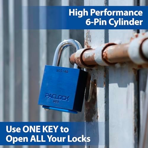 PACLOCK's 4-Series Padlock, Standard Rekeyable (SR), 7/16" Diameter Hard. Stainless Steel Shackle, 2-1/2" Tall, One Lock Keyed to a Number U-Pick! w/ 2 Keys, Yellow Anodized Aluminum