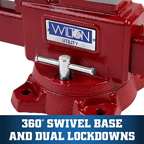 Wilton 676U Utility Bench Vise, 6-1/2” Jaw Width, 6" Jaw Opening (28820) & MAXXHAUL 80356 Hitch Mount Vise Plate/Holder (with Adjustable Height)