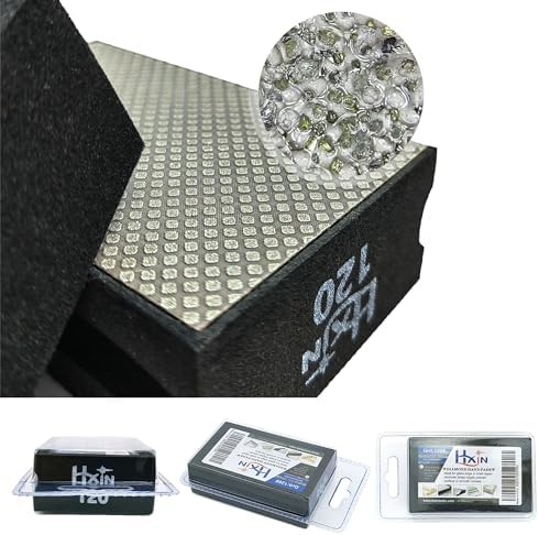 Diamond Hand Polishing Pad Diamond Sanding Block Foam Backed Diamond Sponge Sanding Pads for Wet or Dry Grinding polishing for Granite Marble Stone Tile Glass Ceramic (1, 120# Square)