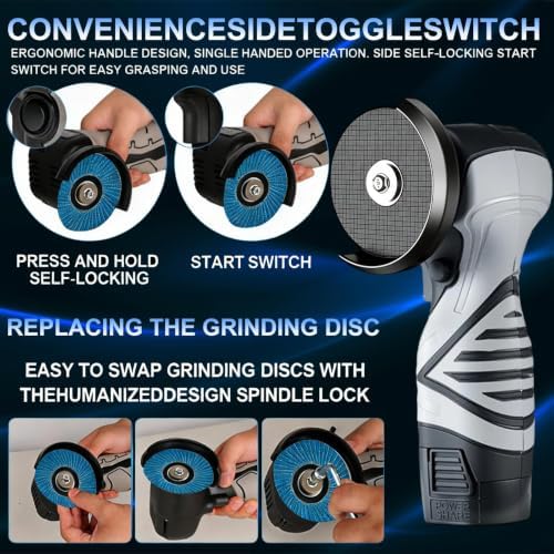 Cordless Brush Angle Grinder Kit, 13000RPM Mini Grinder with 2pcs 16.8V 2000mAh Batteries and 20 Cutting Discs, Power Angle Grinder Tool for Tile Concrete Metal Wood Cutter