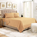 JS Sanders Affordable Microfiber 6 PC Bed Sheet Set - King Size, Gold