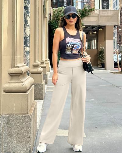 G4Free Yoga Pants for Women Wide Leg Pants with Pockets High Waisted