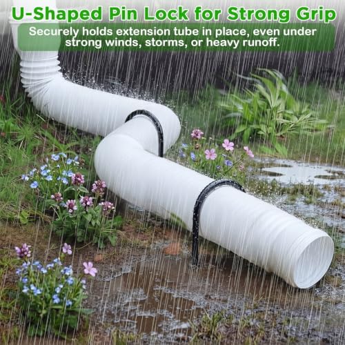 Zhengmy 2 Pcs Rain Gutter Downspout Extension Fixing Pin Downspout Ground Stake Holds Extensions Secure in Wind and Rain, Iron Fits 4" Round Pipes, Easy No Drill Installation