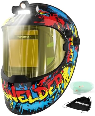 YESWELDER Auto Darkening Welding Helmet with LED, 180° View, LYG-Q800D-SG