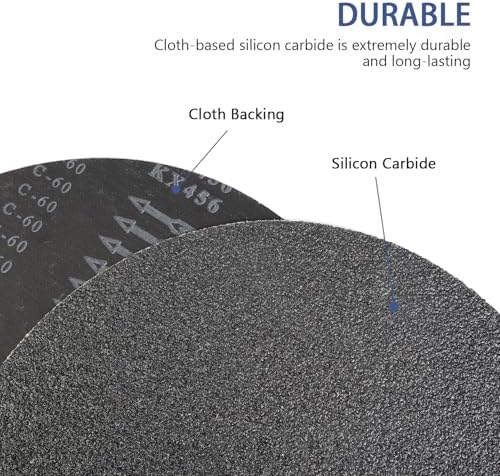 HUAALIUCHE Floor Sanding Disc Cloth-Backed Silicon Carbide，17" x 2" Holes for Concrete, Stone, 24 Grit, 3-Pack