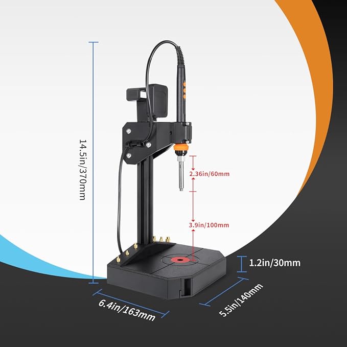 Vertical Heat Set Insert Press Tool with 90W Soldering Iron | 95% Pre Assemble | Complete Kit with M2-M8 Tips & 30PCS Brass Threaded Inserts | Professional 3D Printing Tool for Plastic Parts Assembly