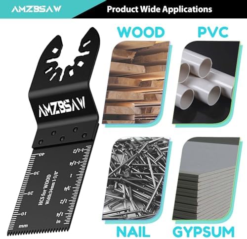 AMZBSAW 100PCS Oscillating Blades, 6 Types for Wood, Metal & Plastic