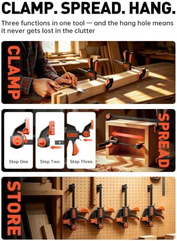 [300LB Heavy-Duty] Bar Clamps for Woodworking, 4 x 6" Clamps for Woodwork, Quick Grip F-Clamps with 2.75 In Deep Reach, Trigger Clamps for Cabinet Glue Ups Drawer
