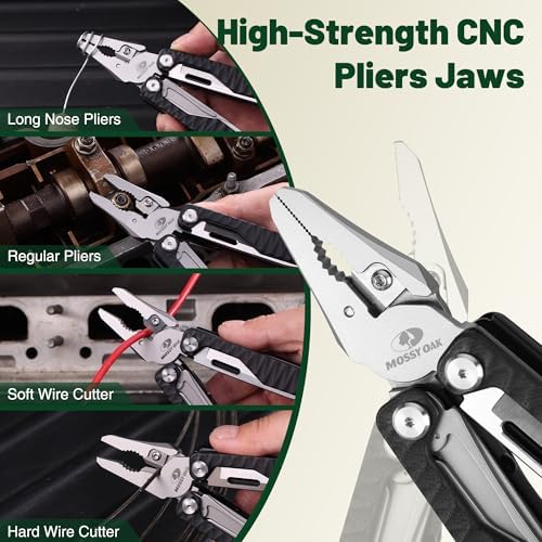 MOSSY OAK 17-in-1 Multitool Pliers, CNC-Machined Steel, G10 Handle