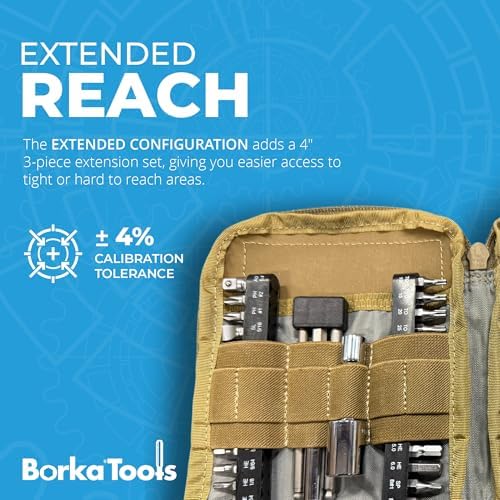 Torque Driver Kit – Extended Reach Edition: Adjustable Torque Driver with Long Ball-End Bits, Adapters, Extensions & Cordura Case – Precision Assembly & Mechanical Applications