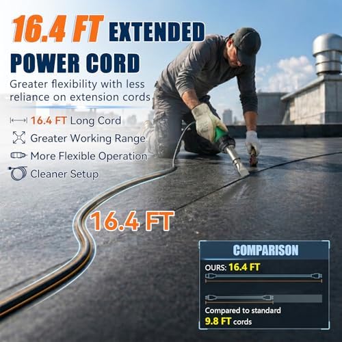 1600W Hot Air Plastic Welder Kit, Heat Gun w/ 16.4FT Extra-Long Power Cord
