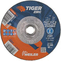 Weiler 58050 4-1/2" x 1/8" Tiger Zirc Type 27 Cut and Grind Combo Wheel, Z30T, 5/8"-11 UNC Nut (Pack of 10)