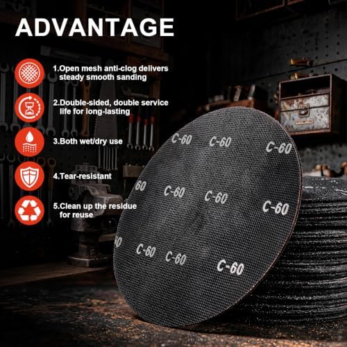 17" Sanding Screen Mesh,60 Grit Floor Sanding Discs for Wood-20p
