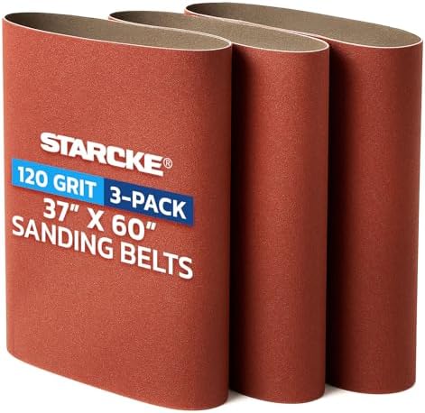 STARCKE 37 x 60 Inch Sanding Belts - 120 Grit Aluminum Oxide 3 Pack