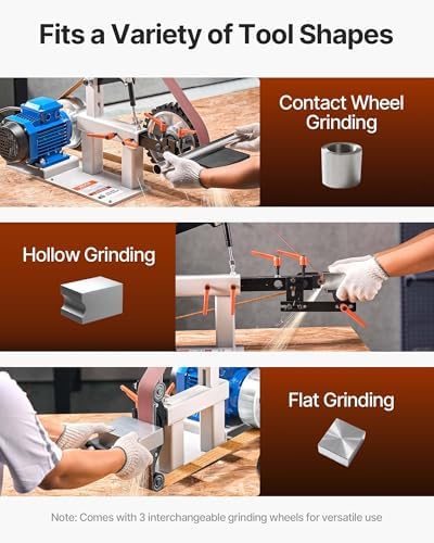 VEVOR 1500W 2HP Belt Sander Grinder, 2" x 82" Variable Speed Belt Grinder for Metalworking, 3 in 1 Belt Sander Polisher with 3 Grinding Moulds & Flat Platen Tool Rest for Knife Making