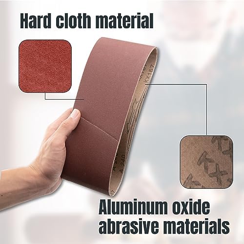 POWERTEC 4 x 24 Inch Sanding Belts, 30PK, 10 Each of 60 80 120 Grits, 4x24 Belt Sander Sanding Belts Assortment, Aluminum Oxide Sandpaper for Oscillating Belt Sander, Woodworking (110091)