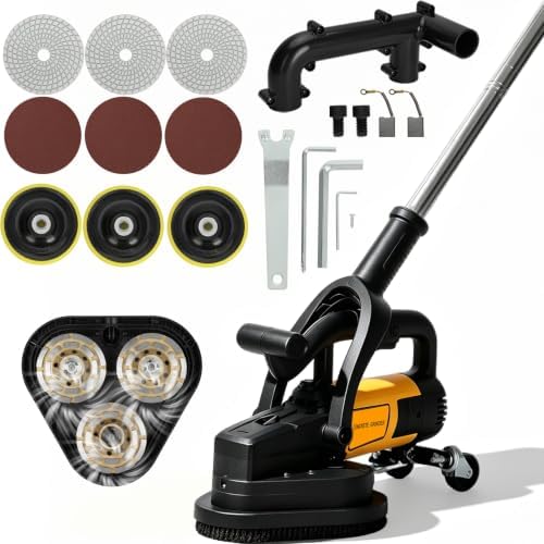 3-Head Concrete Floor Grinder, 3800W Electric Diamond Polisher Machine
