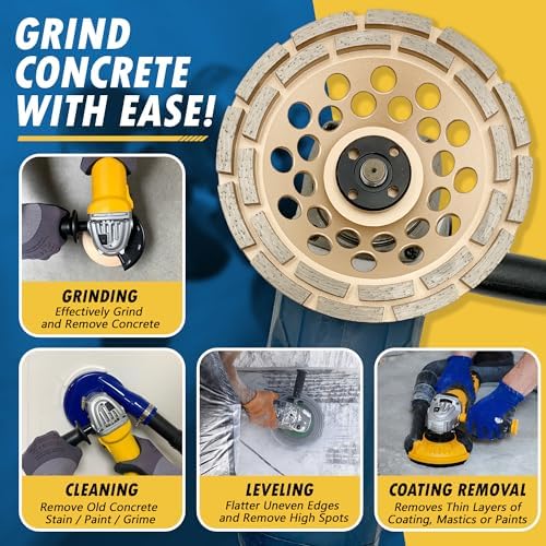 7" Diamond Grinding Wheel for Concrete 24 Dbl Row Segments 7/8"-5/8"