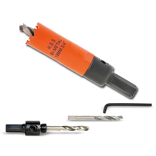 3/4 Inch Hole Saw with Arbor for Wood Metal Plastic, 0.75 in Bimetal Hole Cutter, Fast Chip Removal, Smooth Flat Drilling Edge