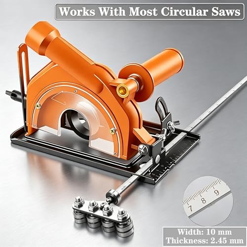 12 Inch Circular Saw Guide, Circular Saw Guide Rail with Roller Guide and Positioning Calipers, Adjustable Rip Fence for Circular Saw, Straight Edge Cutting Guide for Woodworking and DIY Projects