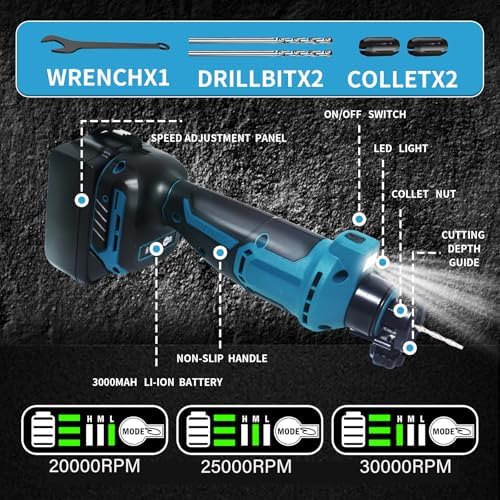 Cordless Drywall Cut Out Tool & 20V Drywall Rotary Saw - 30000 RPM Brushless Rotary Saw with 2x3.0Ah Batteries, Fast Charger for Drywall, Wood, Sheetrock Cutting