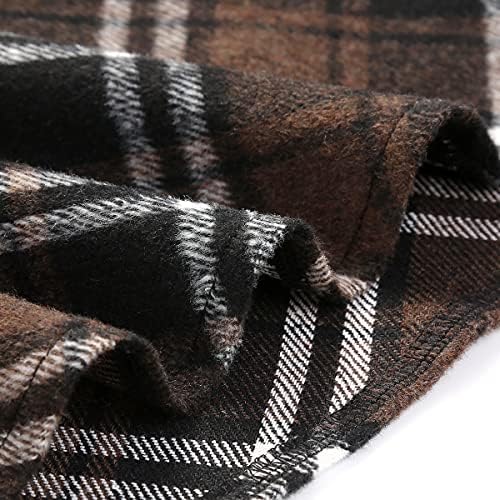 IDEALSANXUN Womens Plaid Wool Skirts Elastic Waist A-Line Pleated Tartan Long Skirts