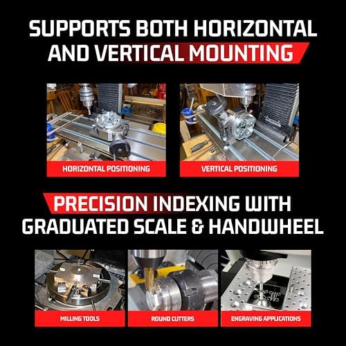 Rotary Table for Milling Machines Horizontal & Vertical & M6 Clamp Kit, 4"