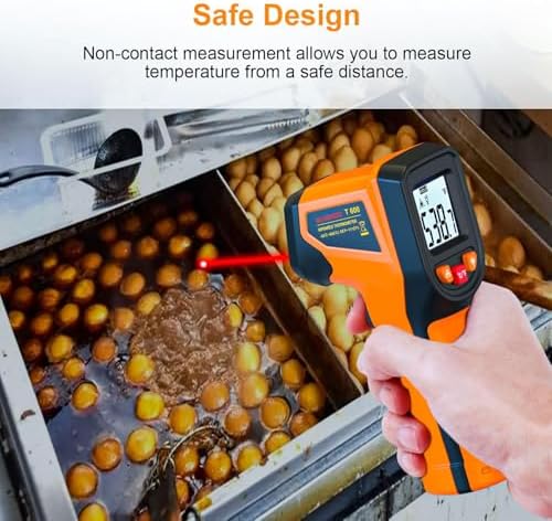 Laser Infrared Thermometer Non-Contact Digital Temperature Gun, -58℉～1112℉(-50℃～600℃) IR Thermometer for Industrial, Kitchen Cooking, Automotive, HVAC (Not for Human Body Temp)