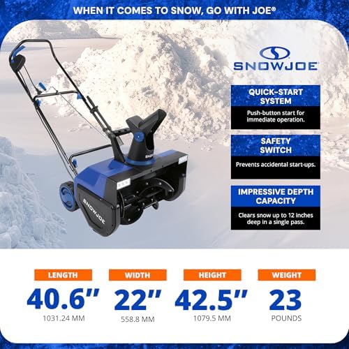 Snow Joe Corded Electric Snow Blower, 22 Clearing Path, Dual LEDs, SJ627E