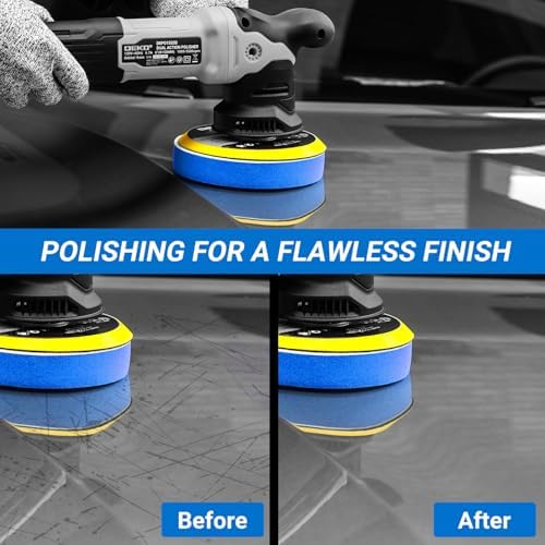 Car Buffer Polisher: 6 Inch Dual Action Orbital Buffer Polisher, 7 amp, 6 Variable Speed 1800-5500 RPM Random Polisher Kit with 4 Buffing Pads for Car Detailing Polishing Waxing DEKOPRO(Gray)