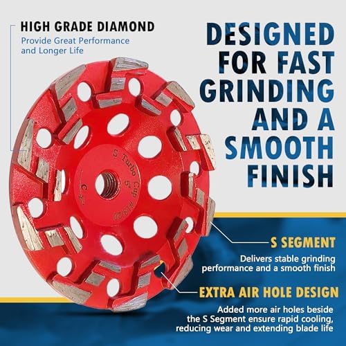 5" Diamond Grind Wheel S Seg Concrete & Coating 5/8"-11 Threaded Arbor