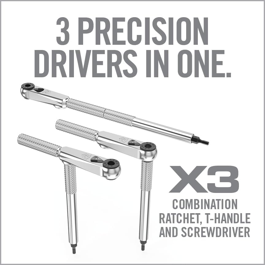Real Avid Smart-Torq & X3 Driver Kit - Adjustable Limiter 15-65 In-Lbs, 3-in-1 X3 Driver Ratchet, T-Handle, Screwdriver, 12 Bits in a Compact Case