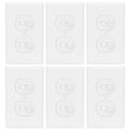 Baomain 6-Pack Double Toggle Light Switch with Wall Plate,15 Amp 125V Two Single Pole Residential Grade,On/Off Electrical Wall Switch Self-grounding, Glossy White ETL Certified