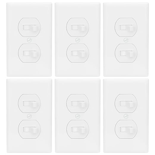 Baomain 6-Pack Double Toggle Light Switch with Wall Plate,15 Amp 125V Two Single Pole Residential Grade,On/Off Electrical Wall Switch Self-grounding, Glossy White ETL Certified
