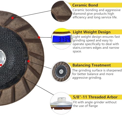 7" Ceramic Bond Diamond Cup Wheel for Concrete, 5/8-11, 200 Grit