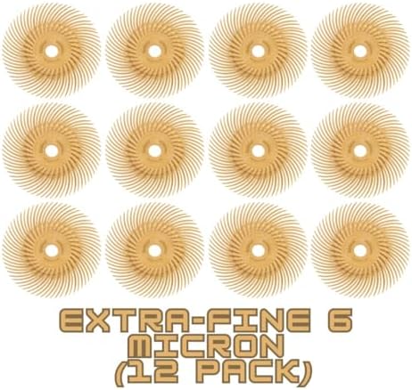 Dedeco Sunburst Radial Bristle Discs 12-Pack - 4" Curved - 3/8" Arbor - Peach 2500 Grit (Extra-Fine, 6 Micron) - Aluminum Oxide for Polishing & Finishing