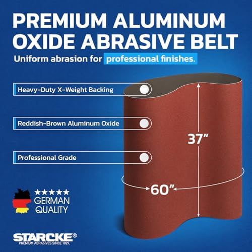 STARCKE 37 x 60 Inch Sanding Belts - 120 Grit Aluminum Oxide 3 Pack