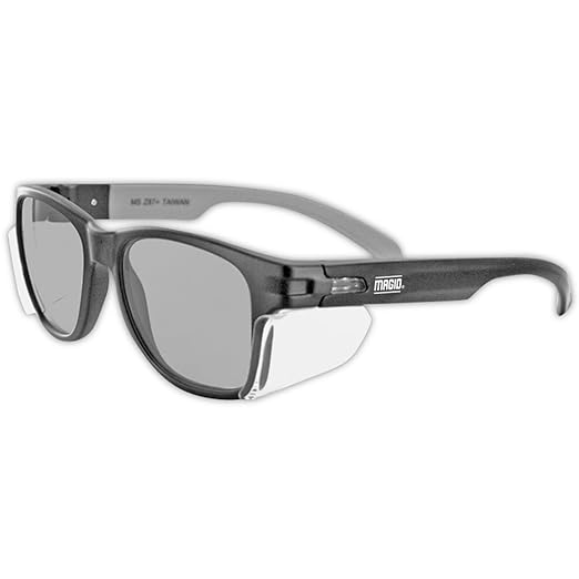 MAGID Y50 Safety Glasses for Construction | Black Frame — 144-Pack, Gray Lens | Side Shields, ANSI Z87.1+, Anti-Fog, Scratch-Resistant, 99.9% UV Protection, Polycarbonate Lens