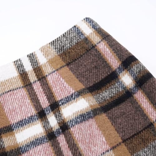 IDEALSANXUN Plaid Skirts for Women Fall Winter Knee Length Pencil Wool Skirt with Slit
