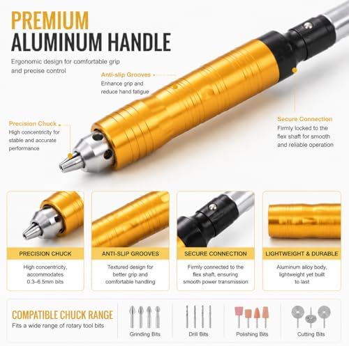 1000W Flex Shaft Grinder, 30000RPM Flex Shaft Rotary Tool with Foot Pedal, Variable Speed Hanging Carver, Metal Flex Shaft, Forward/Reverse for Jewelry Wood Metal