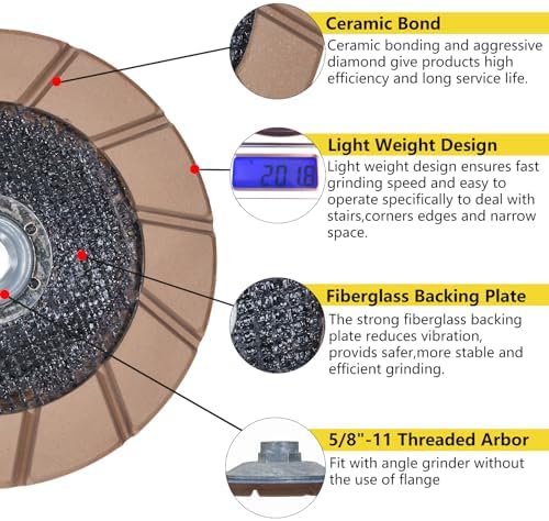 5" Ceramic Bond Diamond Cup Wheel for Concrete, 5/8-11, 400 Grit
