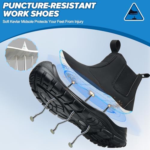 Steel Toe Boots for Men & Women,Slip On Work Boots for Construction