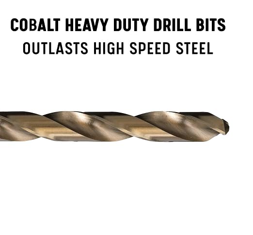Drill America 5 Piece Cobalt Drill Bit Set (1/4", 5/16", 3/8", 7/16", 1/2"), D/ACO Series, POUD/ACOJ