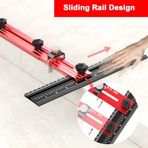 Stair Tread Template Tool – Stair Tread Gauge Jig, Aluminum Alloy Measuring and Scribe Tool for Accurate Angle, Depth, and Length Measurement of Stairs, Risers, and Partitions