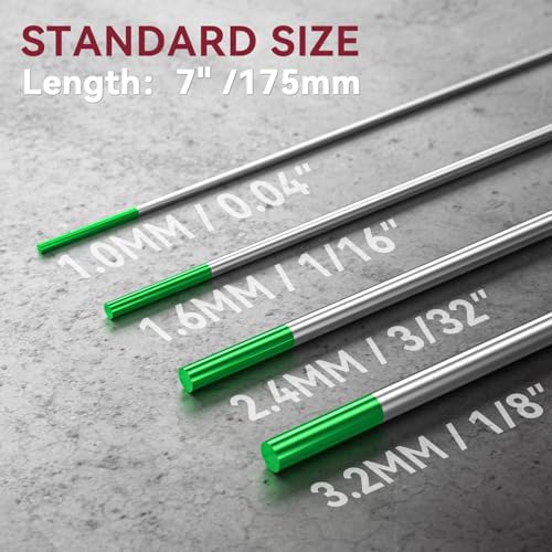 ARCCAPTAIN TIG Welding Tungsten Electrode 10-Pack 1/16"x 7" (Green)